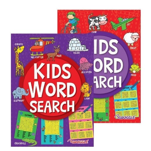 Kids word search puzzle - word, books